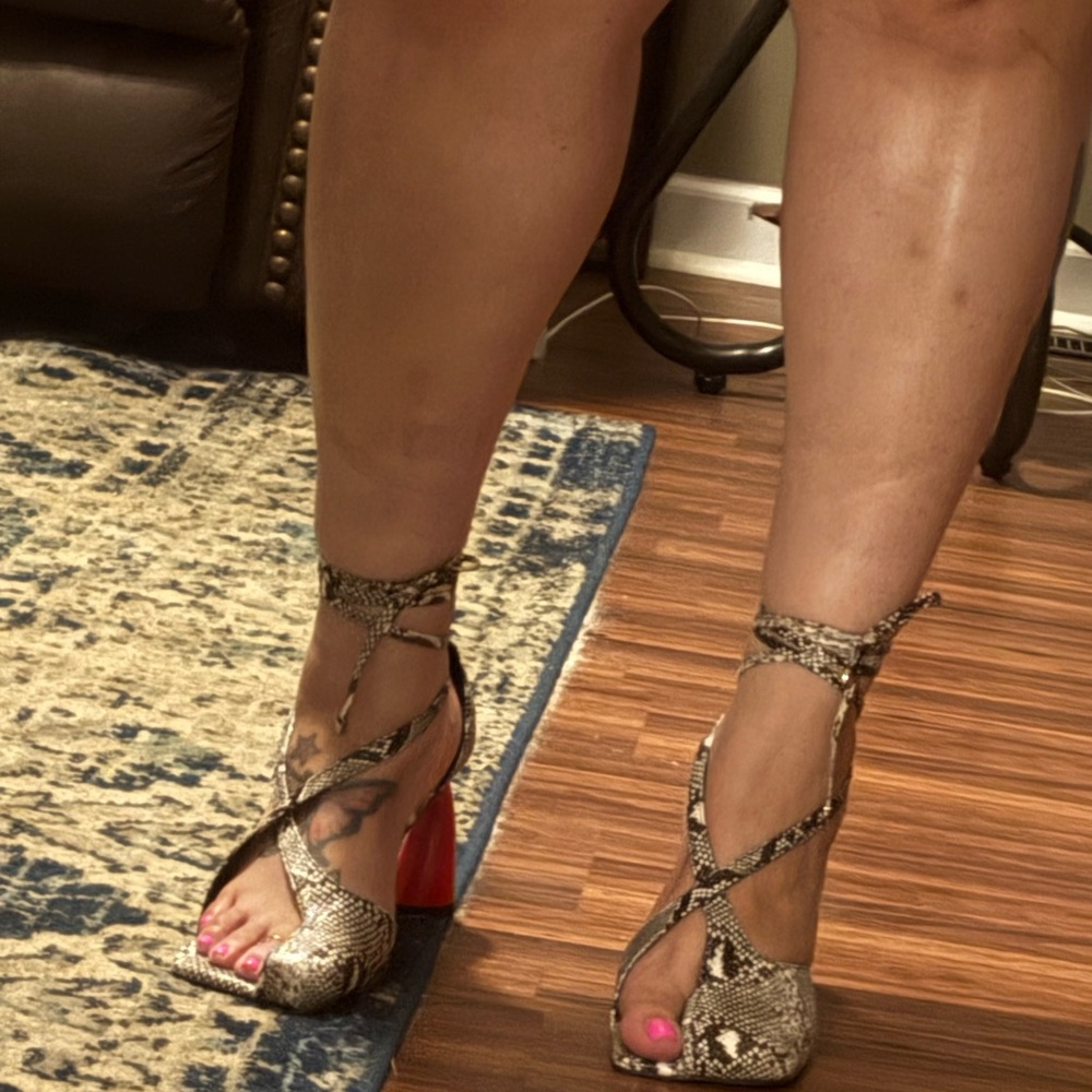Azalea Wang Snakeskin and Red Heels